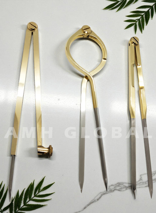 Brass Nautical Chart Divider - 8 Inch, Marine Navigation Tool - Stainless Steel Tips