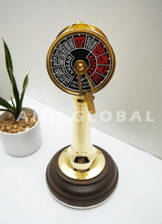 Brass Maritime Engine Order Telegraph – Vintage Nautical Chadburn, Ship Decor, Office Tabletop, Captain Gift