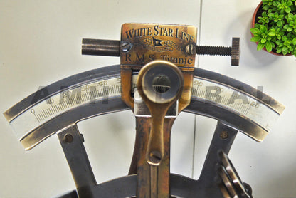 Antique Brass Sextant Replica, 4-Inch Nautical Navigation Instrument, Celestial Navigation Decor, Maritime Gift, Collectible Home Office Ornament