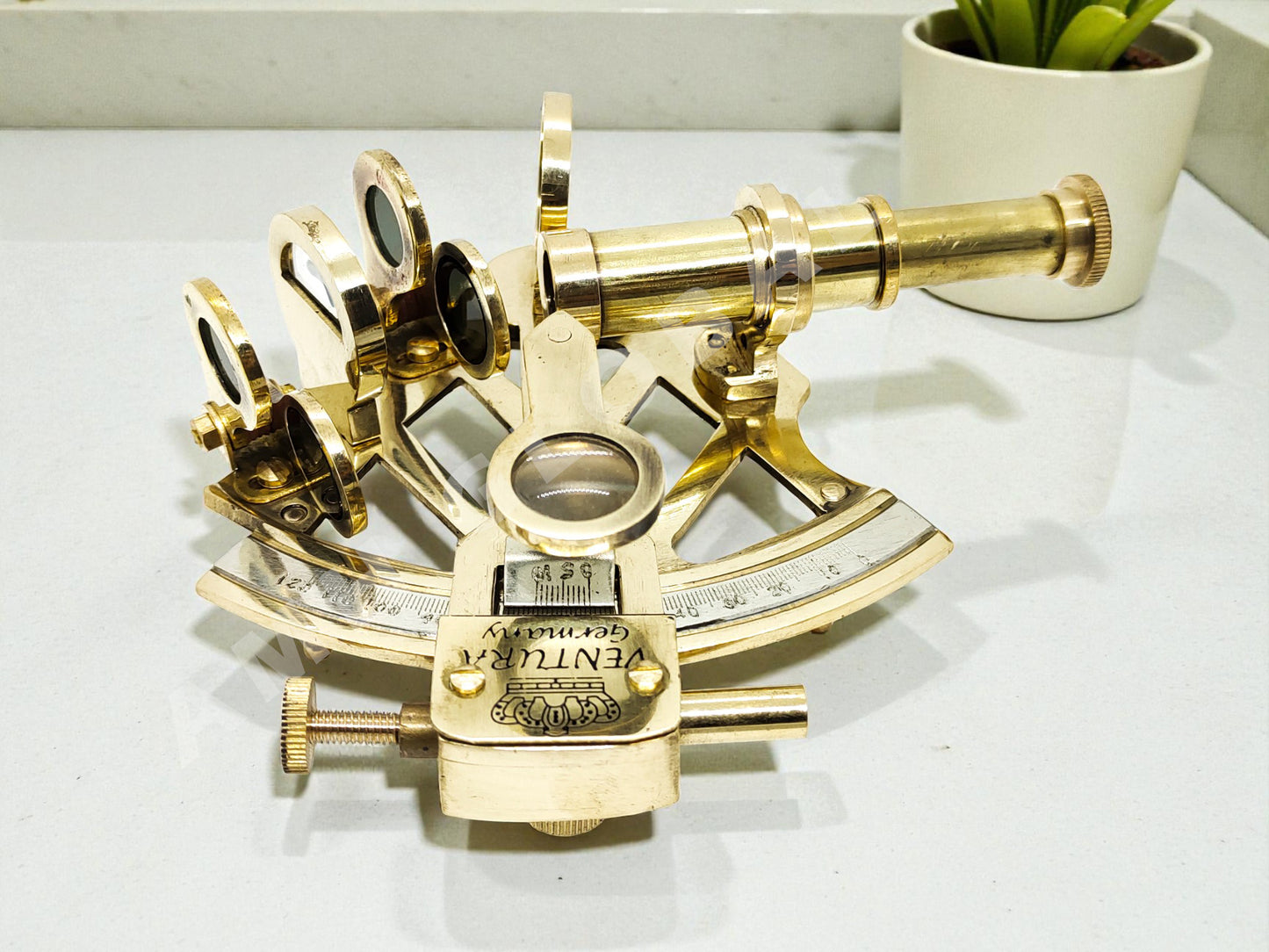 Brass Nautical Sextant 3” • Shiny Brass Finish • Sailor & Maritime Decor