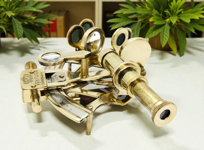 Brass Nautical Sextant 3” • Shiny Brass Finish • Sailor & Maritime Decor