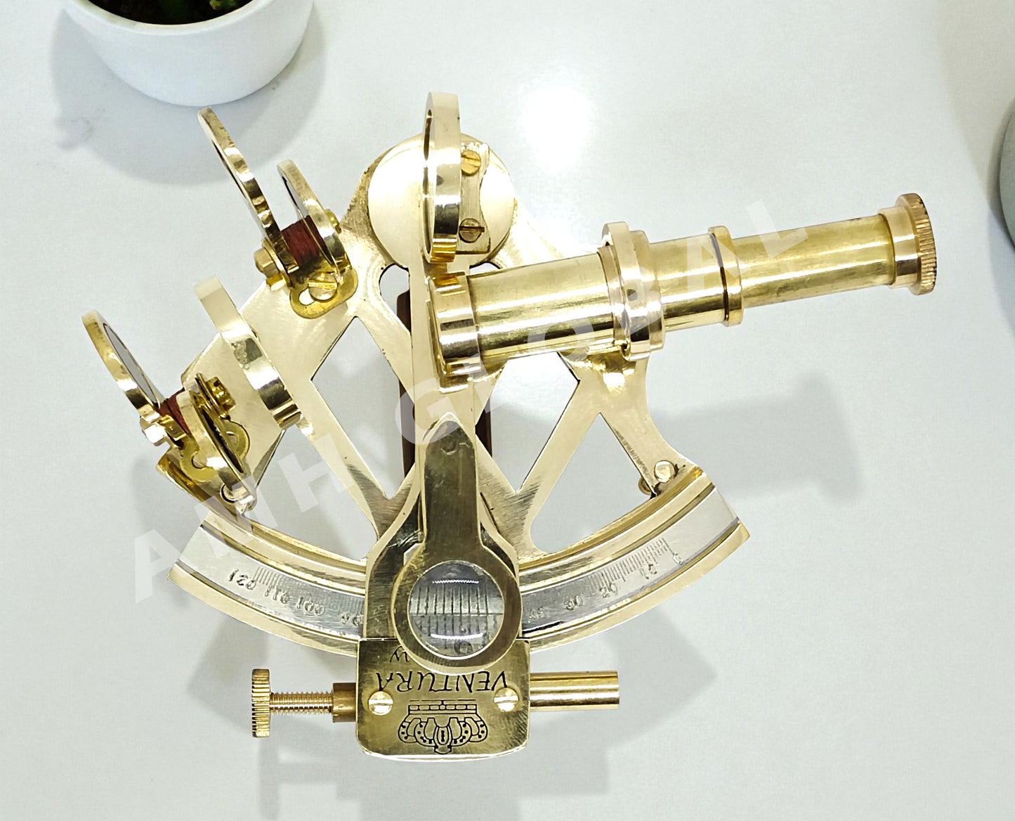 Brass Nautical Sextant 3” • Shiny Brass Finish • Sailor & Maritime Decor