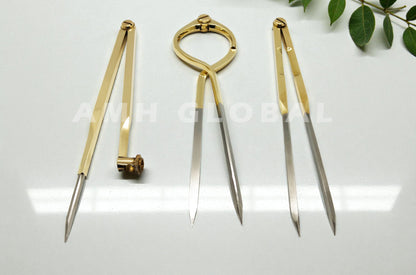 Brass Nautical Chart Divider - 8 Inch, Marine Navigation Tool - Stainless Steel Tips