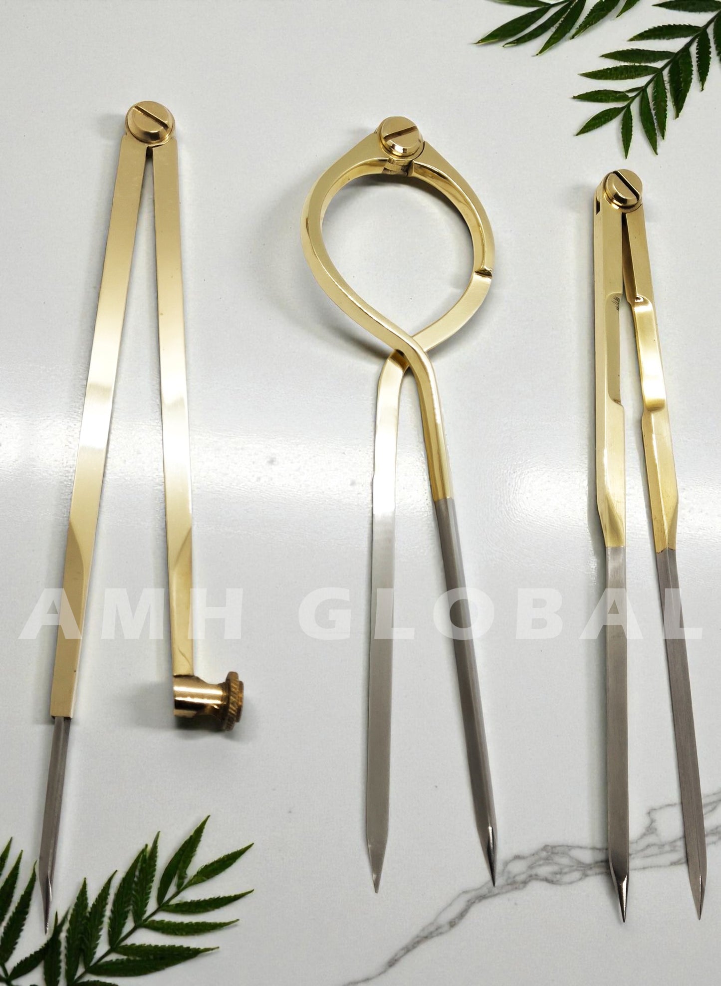 Brass Nautical Chart Divider - 8 Inch, Marine Navigation Tool - Stainless Steel Tips