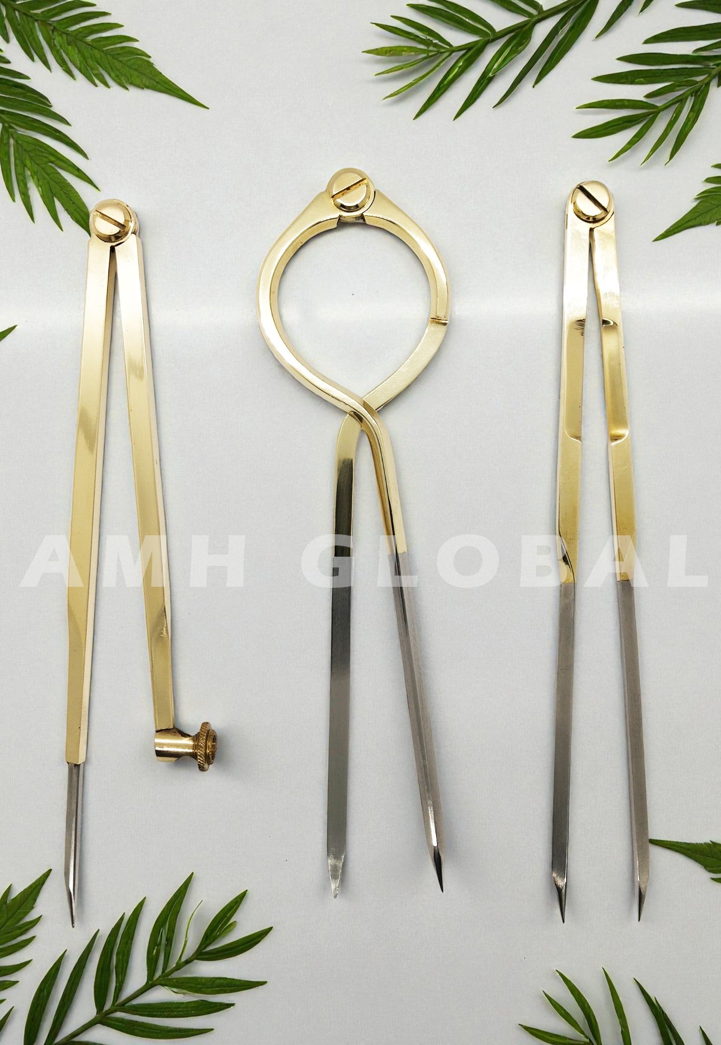 Brass Nautical Chart Divider - 8 Inch, Marine Navigation Tool - Stainless Steel Tips