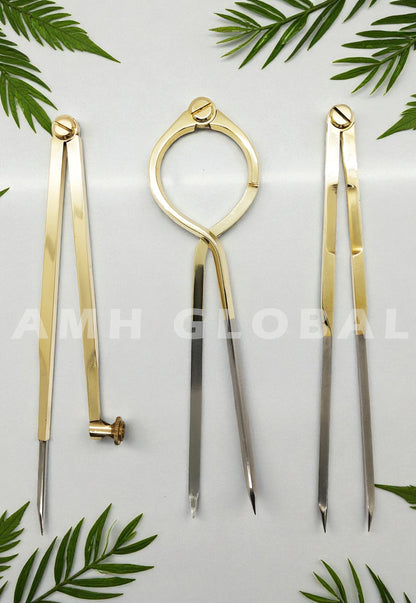 Brass Nautical Chart Divider - 8 Inch, Marine Navigation Tool - Stainless Steel Tips