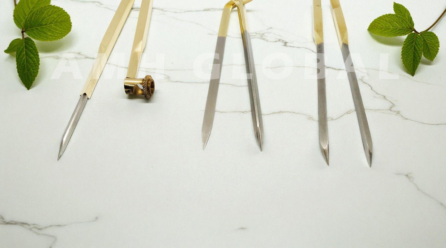 Brass Nautical Chart Divider - 8 Inch, Marine Navigation Tool - Stainless Steel Tips