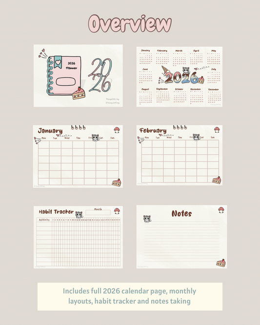 2026 Cozy Digital Planner | Minimal Aesthetic Calendar