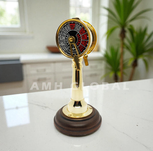 Brass Maritime Engine Order Telegraph – Vintage Nautical Chadburn, Ship Decor, Office Tabletop, Captain Gift